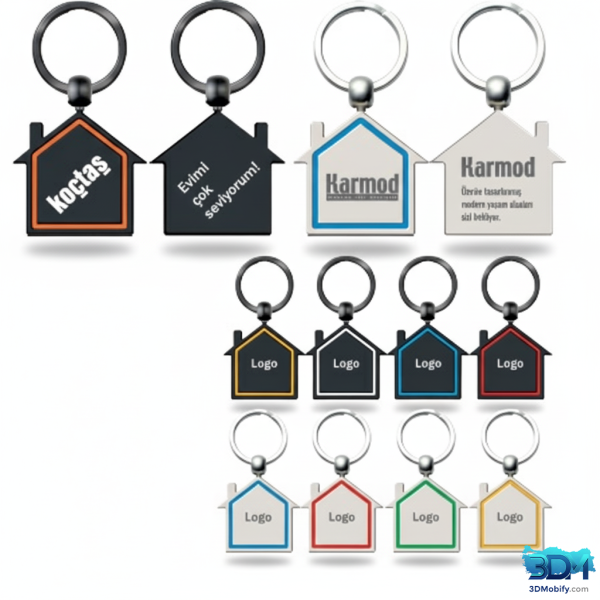 Kişiselleştirilebilir Ev Modelli Metal Anahtarlıklar
